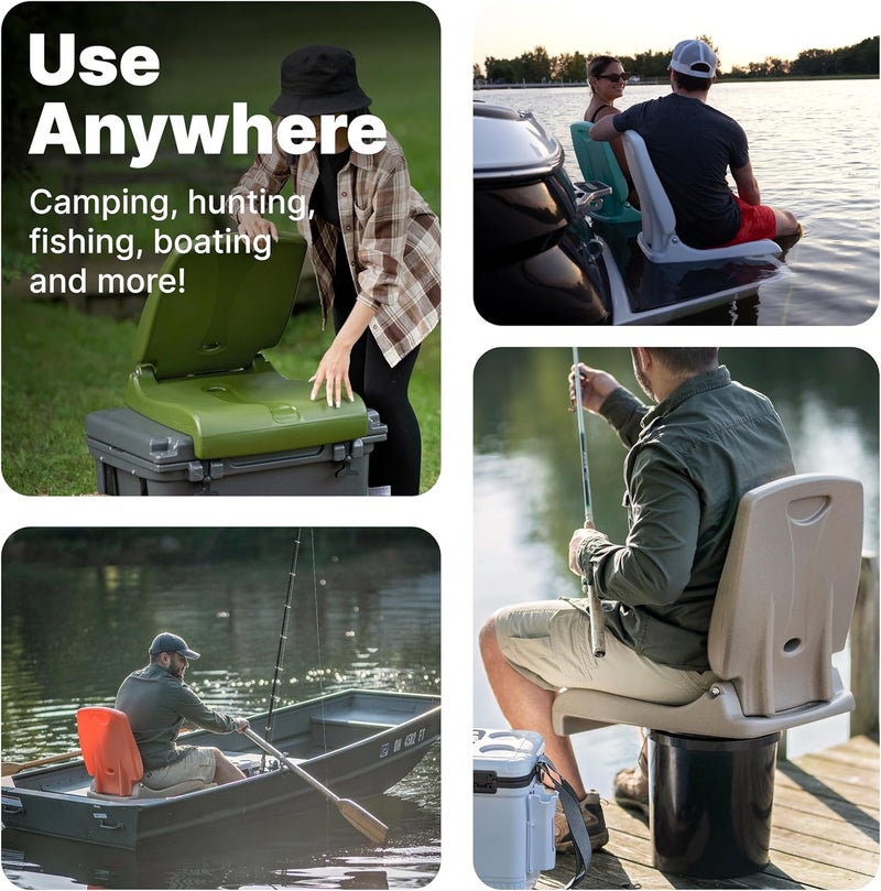 Step2 Folding Flip Seat, Lightweight Portable Outdoor Chair for Poolside, Camping, Beach, Boats, Tailgates, Durable Ground Chair with Back Support for Adults, Brown - Image 3